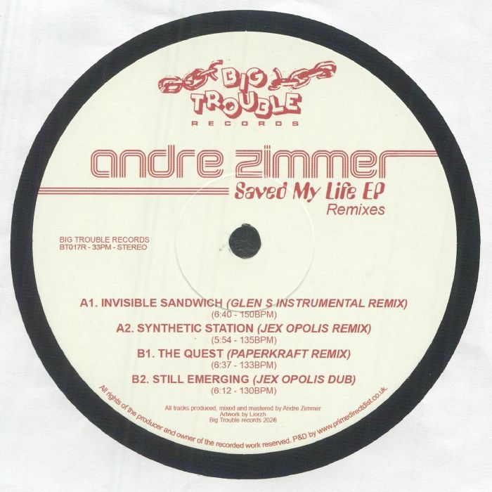 Andre Zimmer – Saved My Life (remixes) vinyl cover
