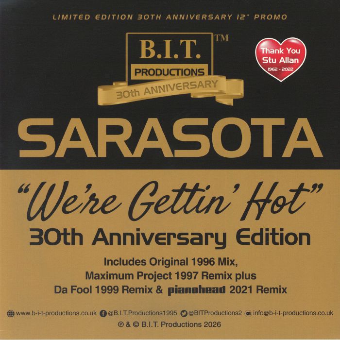 Sarasota – We're Gettin' Hot (30th Anniversary Edition) vinyl cover