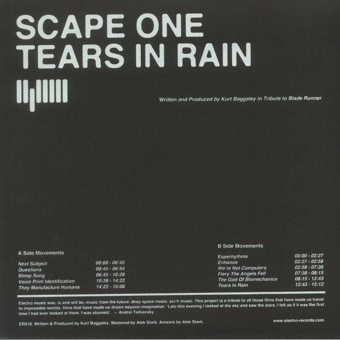 Scape One Tears In The Rain: In Tribute To Blade Runner