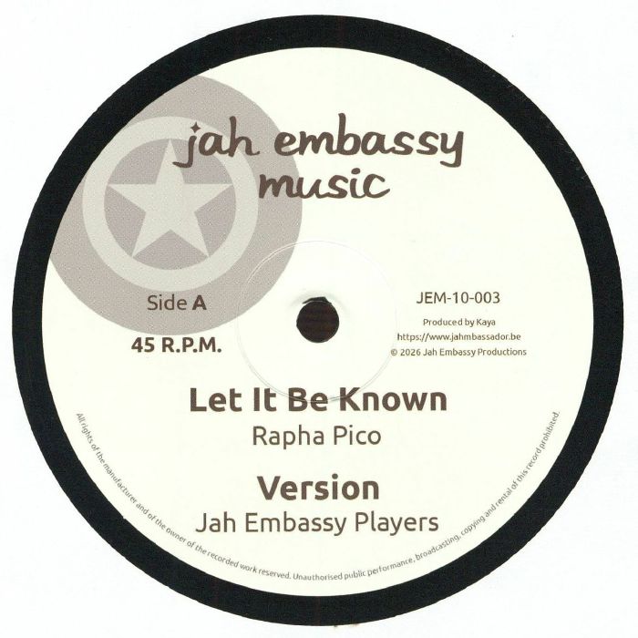 Rapha Pico | Jah Embassy Players – Let It Be Known vinyl cover