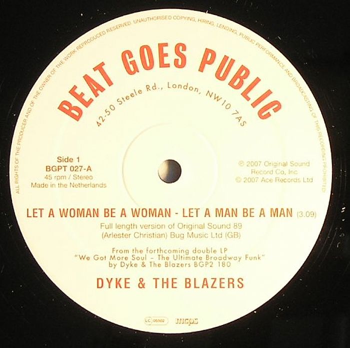 Dyke and The Blazers – Let A Woman Be A Woman   Let A Man Be A Man vinyl cover