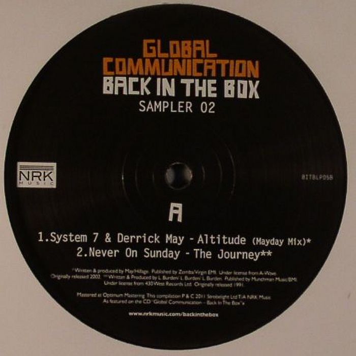 System 7 | Derrick May | Never On Sunday | Speedy J Back In The Box Sampler 02