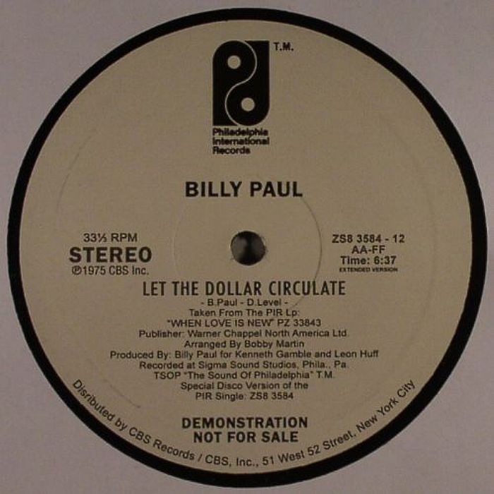 Billy Paul – Let The Dollar Circulate vinyl cover