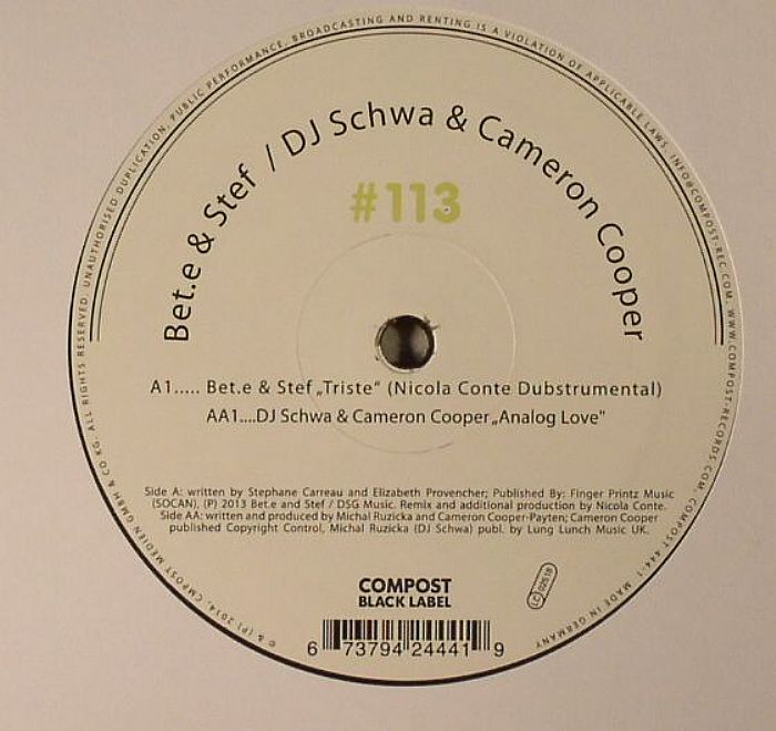 Bet E and Stef | DJ Schwa | Cameron Cooper Compost Black Label  113