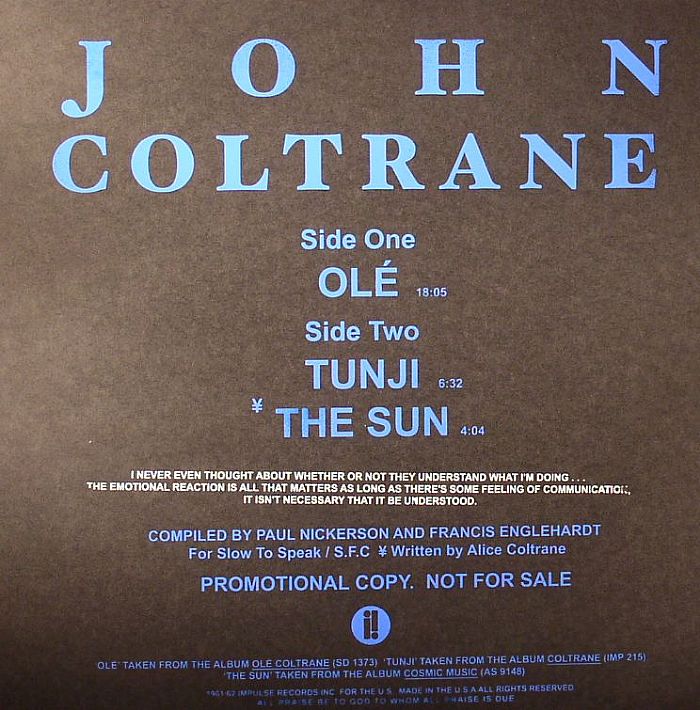John Coltrane – Ole vinyl cover