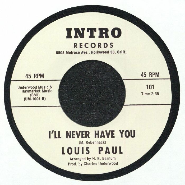 Louis Paul – I'll Never Have You vinyl cover