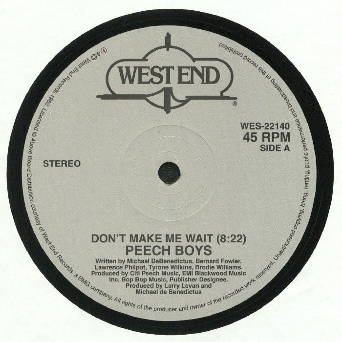 Peech Boys Dont Make Me Wait (reissue)