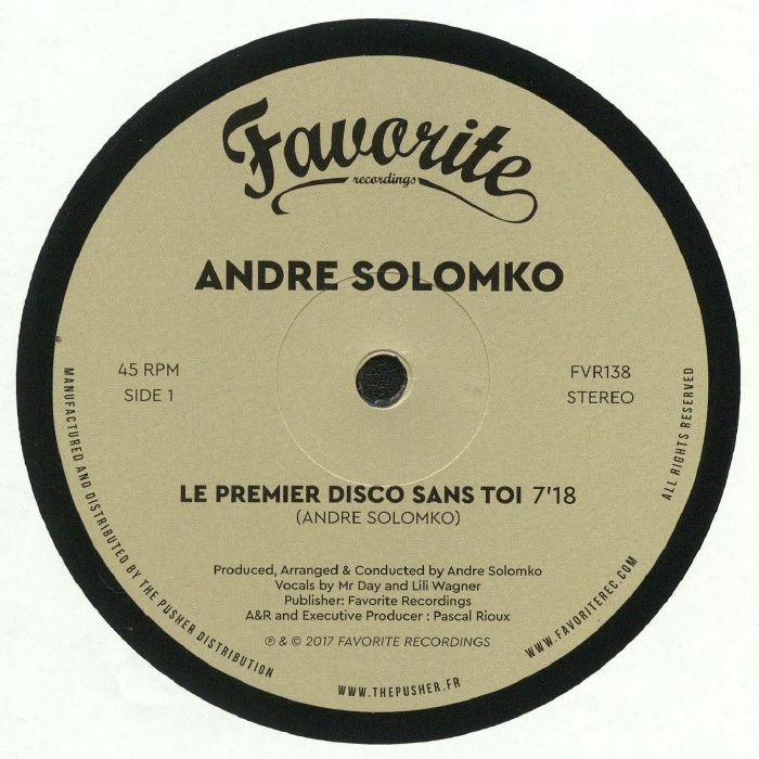Andre Solomko Le Premier Disco Sans Toi