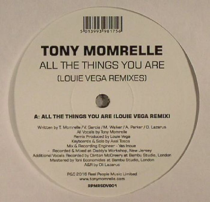 Tony Momrelle All The Things You Are (Louie Vega remixes) (Record Store Day 2016)
