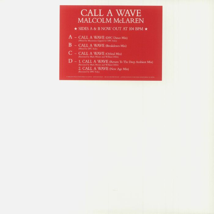Malcolm Mclaren Call A Wave Remixes