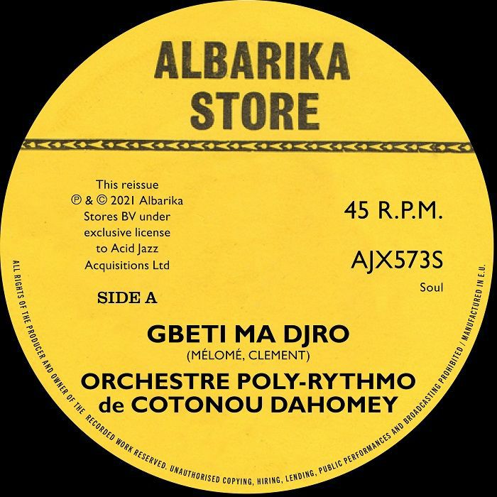 Orchestre Poly Rythmo De Cotonou Dahomey Gbeti Ma Djro