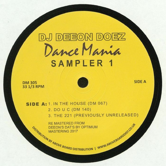 DJ Deeon – Doez Dance Mania Sampler 1 (reissue) vinyl cover