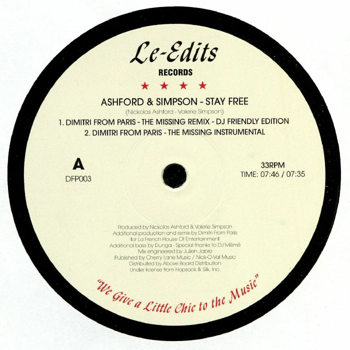Ashford and Simpson – Stay Free (Dimitri From Paris remixes) vinyl cover