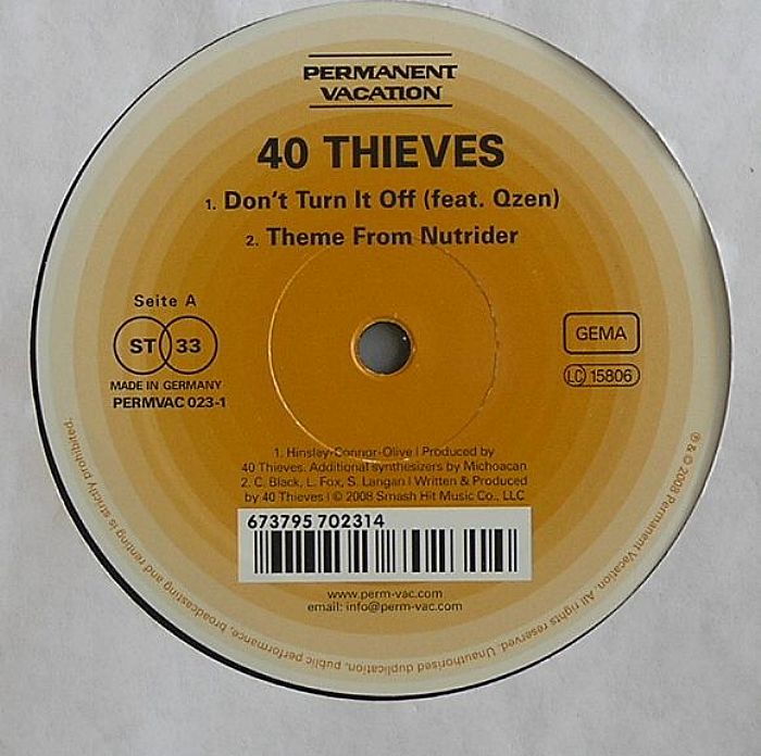 40 Thieves – Dont Turn It Off vinyl cover