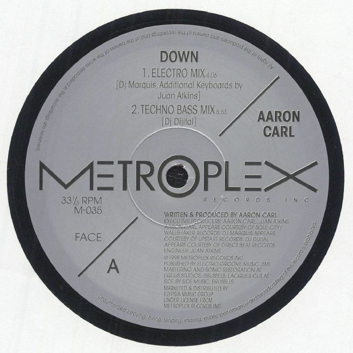 Aaron Carl – Down vinyl cover