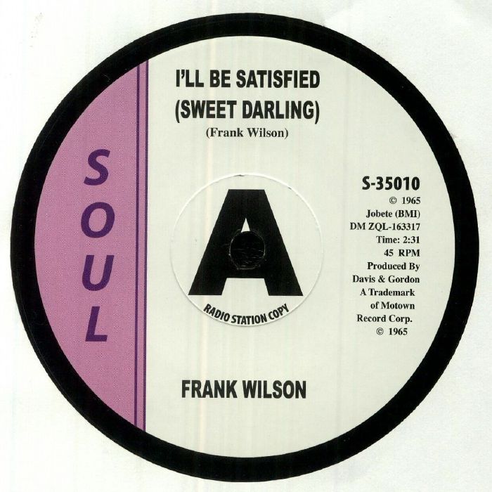 Frank Wilson Ill Be Satisfied Sweet Darling