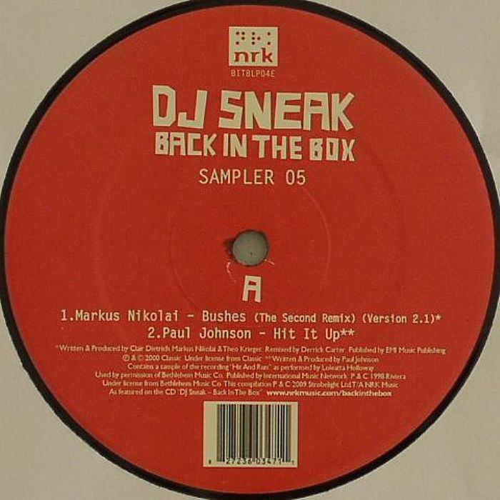 DJ Sneak | Markus Nikolai | Paul Johnson | The Brand New Heavies | Deepah Ones – Back In The Box Sampler 05 vinyl cover