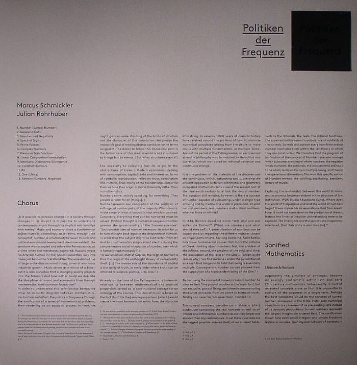 Marcus & Julian Rohrhuber Schmickler Vinyl