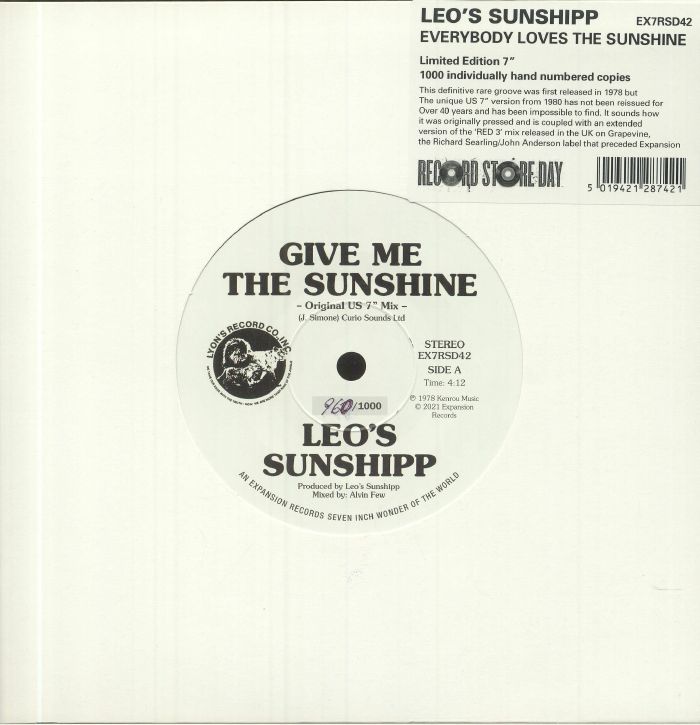 Leos Sunshipp Give Me The Sunshine (Record Store Day 2021)